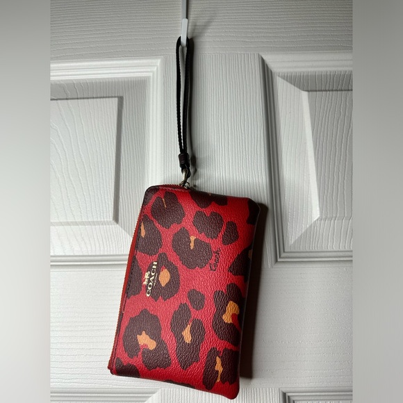 Coach Red Leopard Print Wristlet - Picture 10 of 14